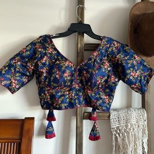 Floral Blue Crop Top